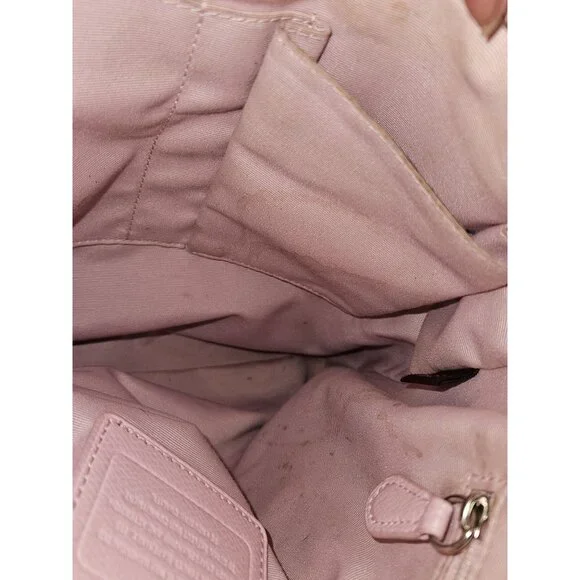 Coach F34938 Coated Canvas Signature File Khaki/Pink Crossbody Bag - Picture 10 of 16